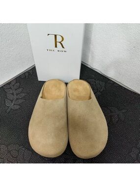 The Row Men’s Tan Suede Slip-On Mules